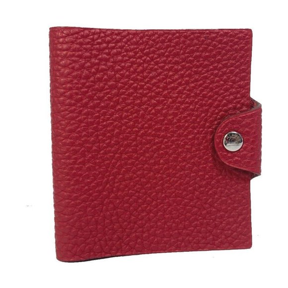 Authentic HERMES Uris mini Notepad stationery Notebook cover Togo Red/SilverHard - Picture 1 of 11
